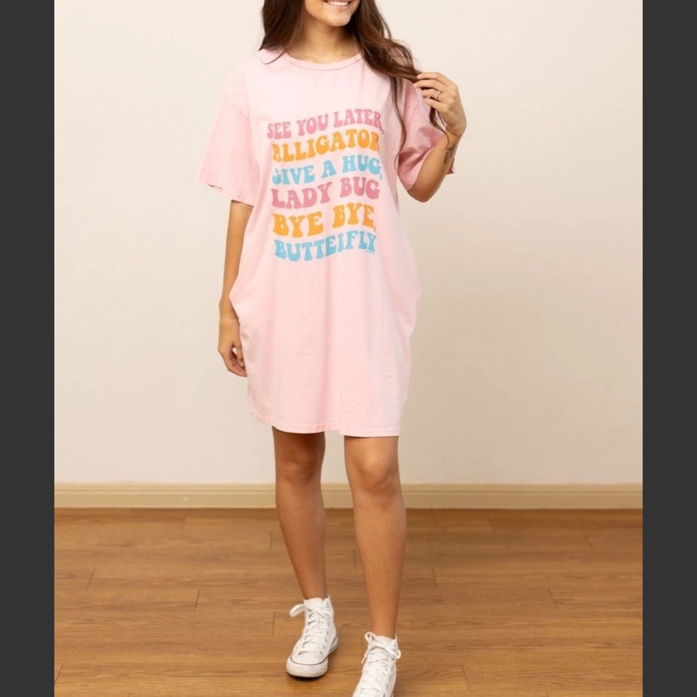 Pink Graphic Mini Dress summer